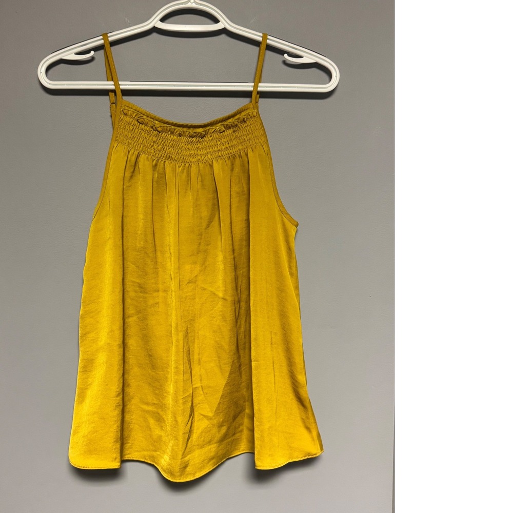 Saturday Sunday by Anthropologie Smocked Cami Tank Top Chartreuse Yellow XS NWT